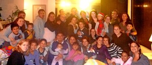 The whole gang over for dinner