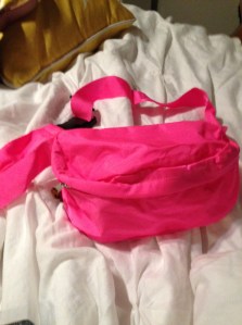 found this guy. Inside: mascara, lip gloss, bandaid, ponytail, hair clip, and lots of pine needles. ?!