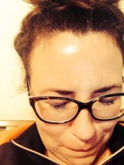 working on my selfie game. brian thinks I'm lying but i took this when i was asleep. for reals. in other news - how big is my forehead, aye?