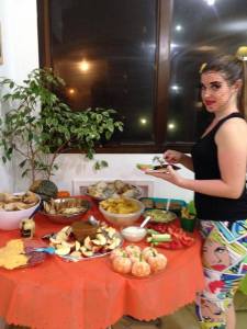 Michelle as Comic Girl. And also the FOOD. I double fisted spinach dip and chased it with chocolate chip cookies.