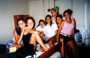killing it at the volleyball team camp in high school. note the pager tucked into my boxers.