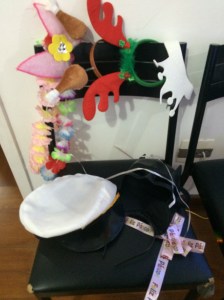 headbands and hats out for bday party props!